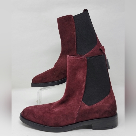 Emanuele Crasto Women's Mid Calf Burgundy Leather Boots Made In Italy Size 39 - Picture 2 of 9